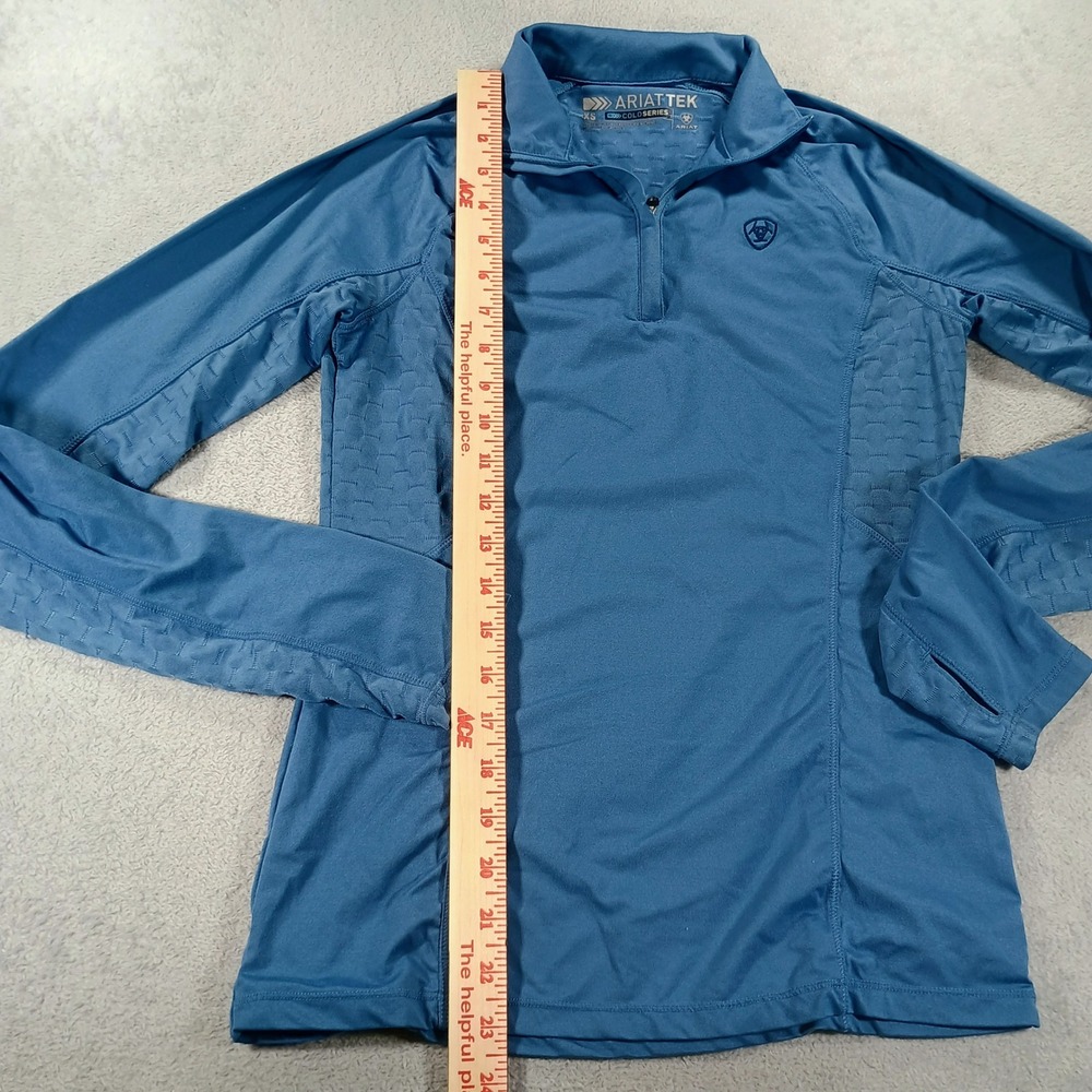 Ariat Womens Cold Series 1/4 Zip Blue XS Thumbhole Performance Top - Picture 5 of 9